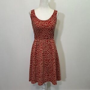 Maeve Anthropologie Red Textured Jacquard Fit & Flare Dress Size XS
